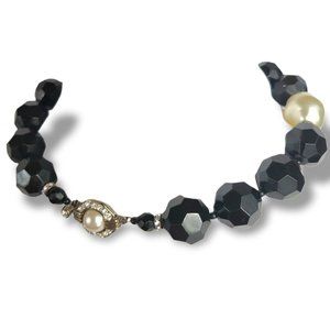 90’s Choker Chunky Showy Faux Pearls Crystal Diamonds